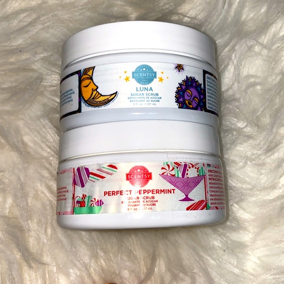 Scentsy bundle of 2 sugar scrubs in LUNA &PERFECT PEPPERMINT,PINK COTTON wash - Picture 5 of 8